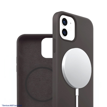 iPhone 12 mini Compatible Case Cover With Liquid Silicone And Compatible With MagSafe Technology - Black